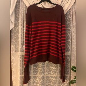 Express Brown and Red Striped Sweater